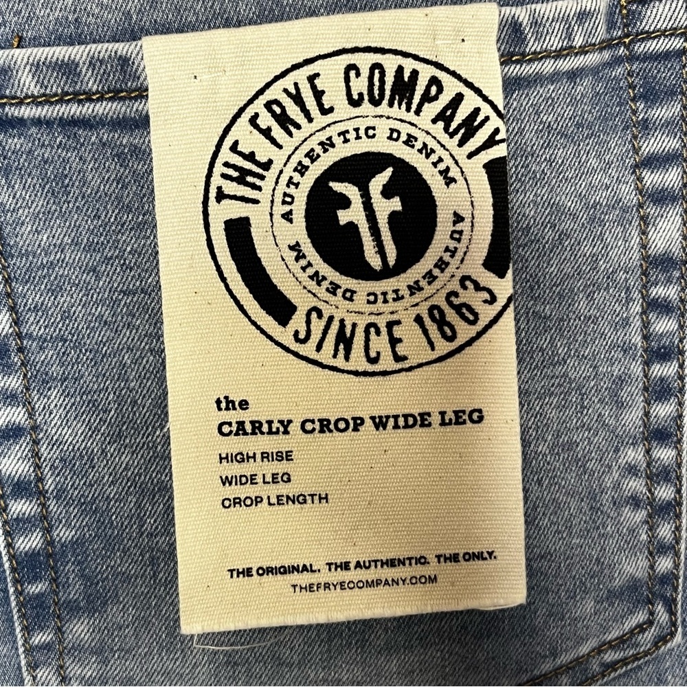Frye Carly Crop Wide Leg Denim Jeans Women 30 Light wash Blue Highrise NWT - Picture 8 of 12